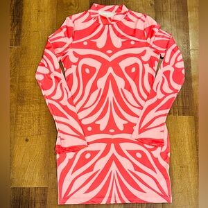 SHEIN Vibrant Pink Patterned Mini Dress